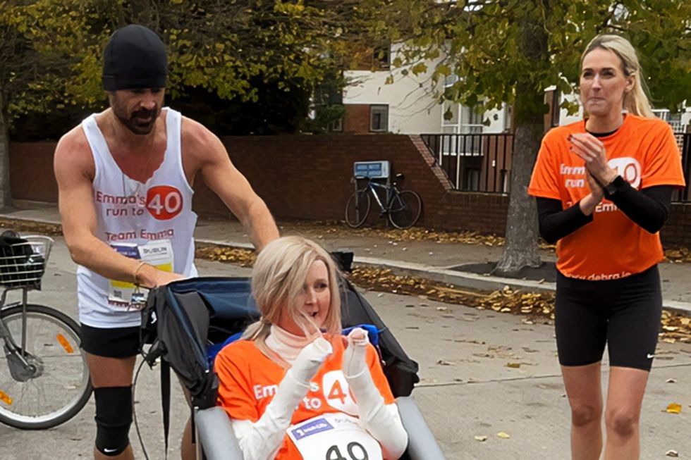 Colin Farrell's finishes emotional marathon with friend who was told she'd never live to 40