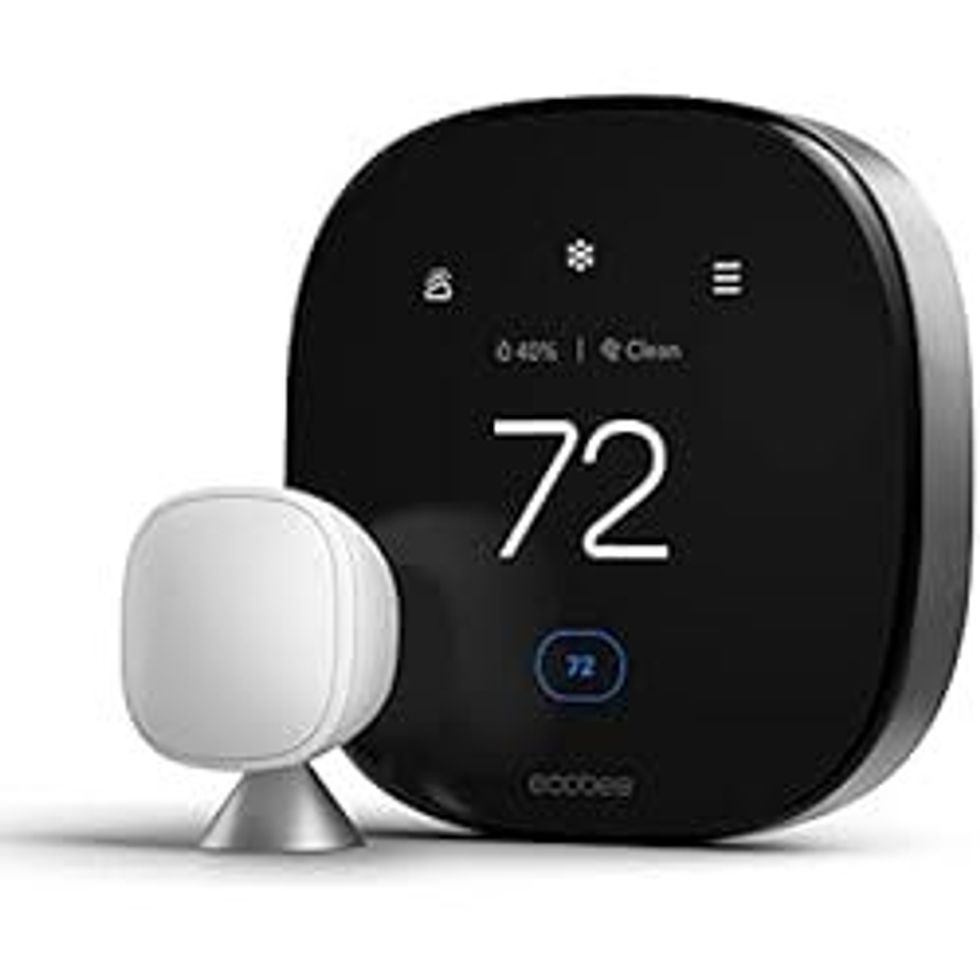 a product shot of ecobee Smart Thermostat Premium with Smart Sensor and Air Quality Monitor