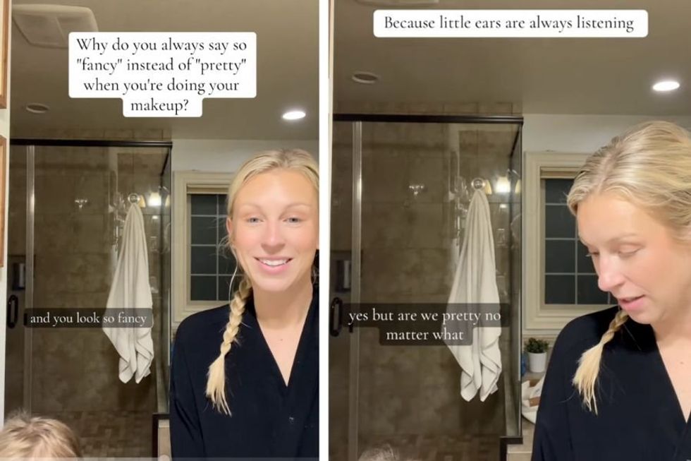 Mom uses a brilliantly simple, one-word switch while teaching her daughter about makeup