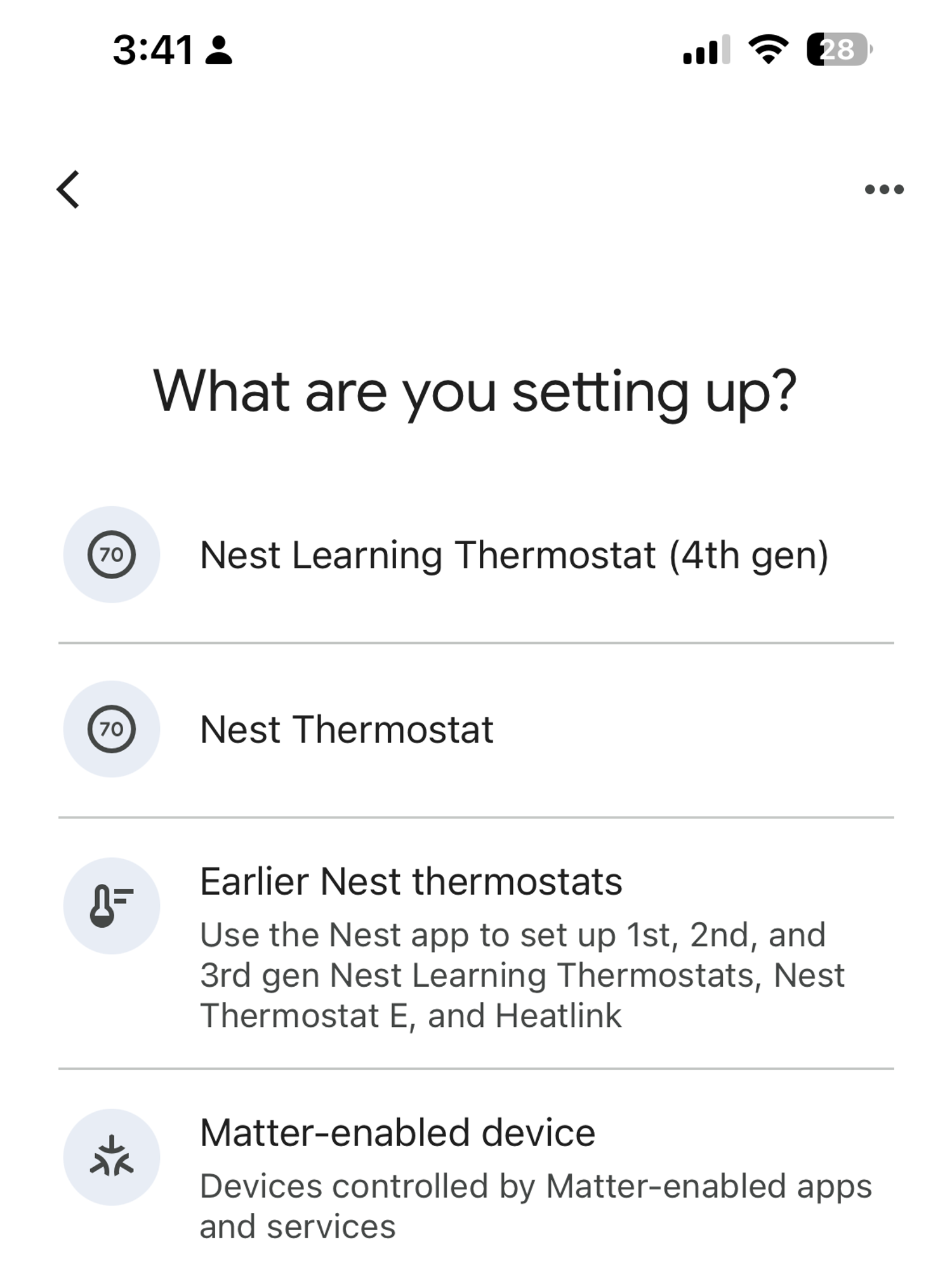 Screenshot of setup screen in Google Home app for Nest Learning thermostat 4th gen