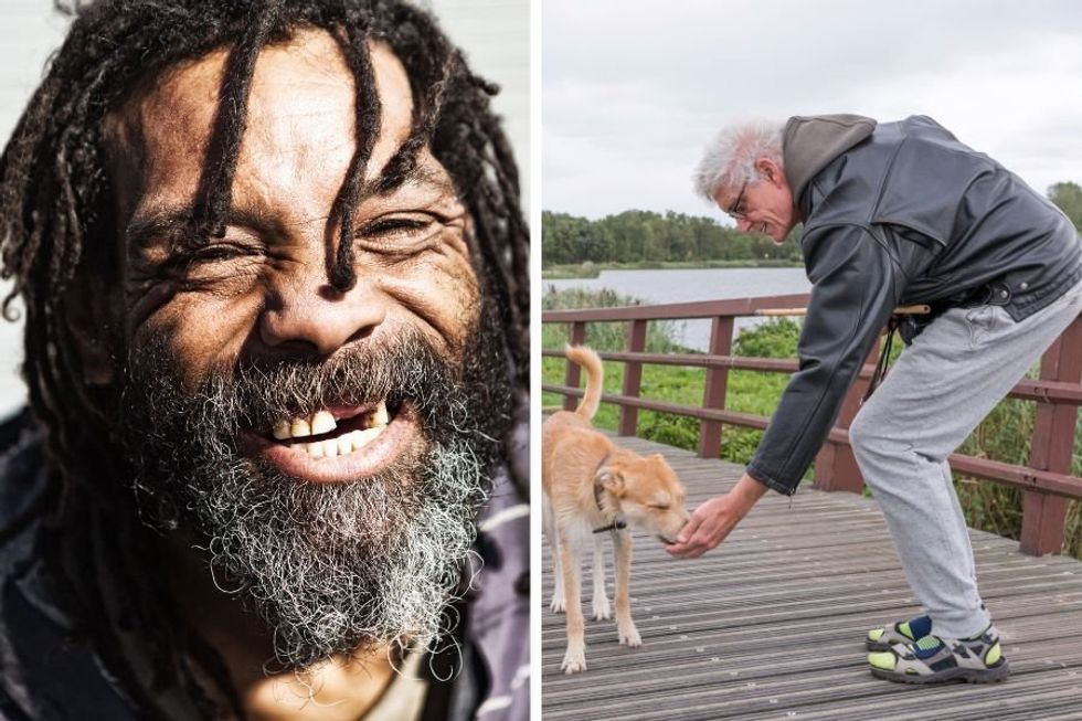 Man caring for stray dogs recognizes homeless man as his 'cousin' he hasn't seen in 25 years