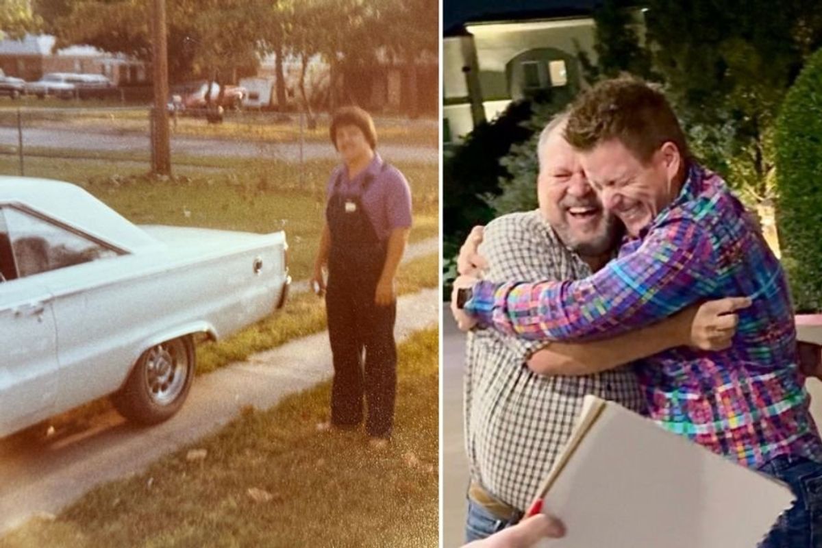 son gives dad camaro, vintage camaro, gifts for dad, wholesome dad videos