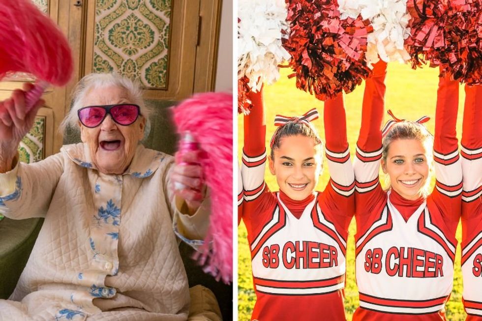 97-year-old former cheerleader gets to cheer one last time with the squad she helped create