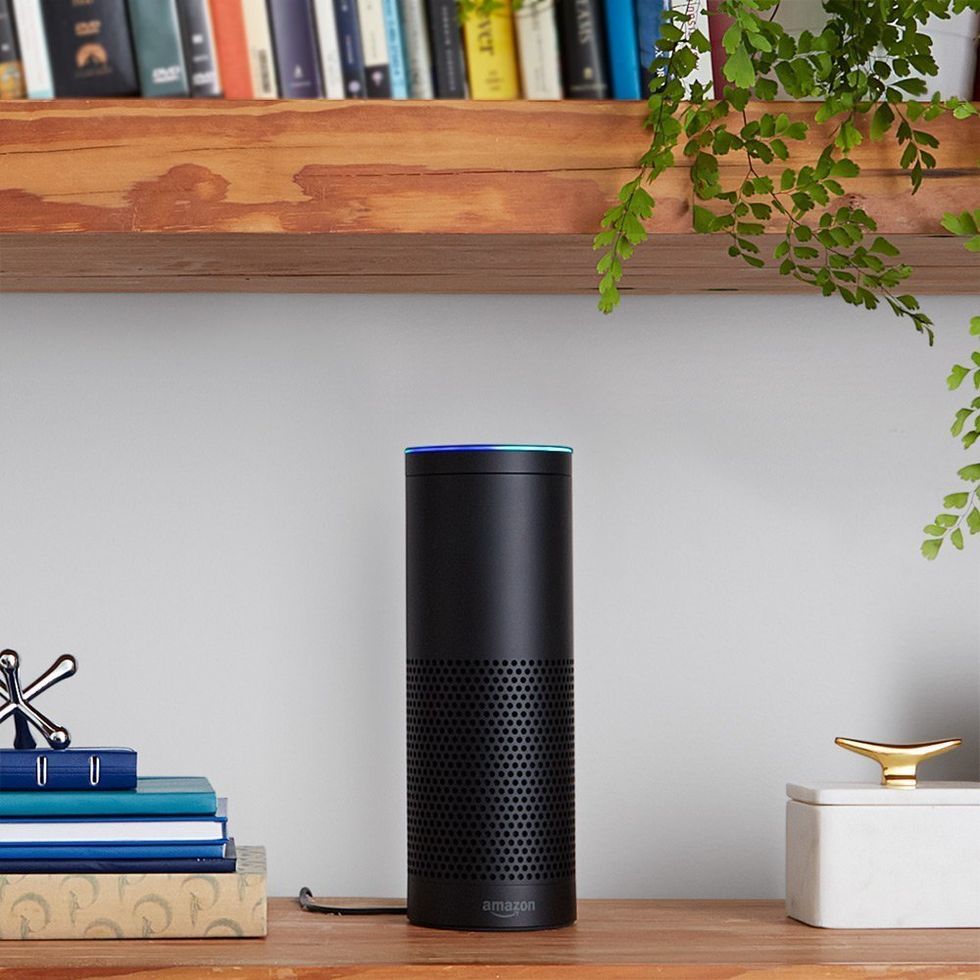 a photo of echo 1st gen on a shelf