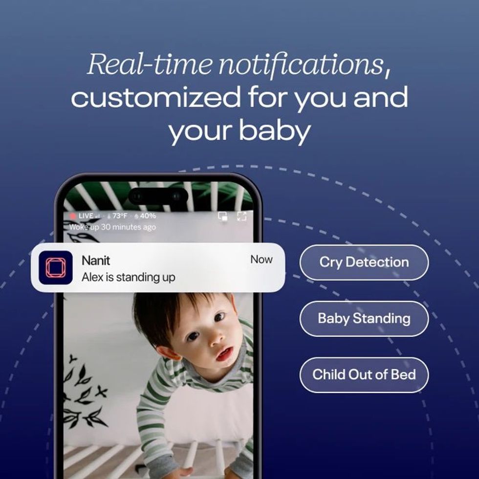 a photo of a smartphone showing all the notifications you get from Nanit Pro