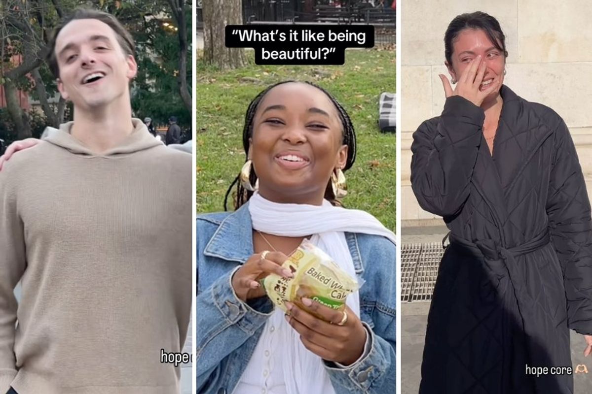 people reacting to the camera