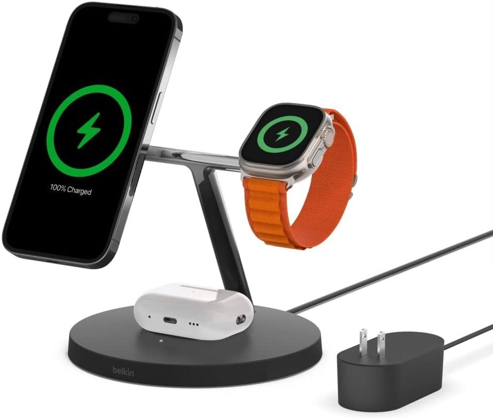 product shot of Belkin MagSafe Charger, 3-in-1 Wireless Charging Stand