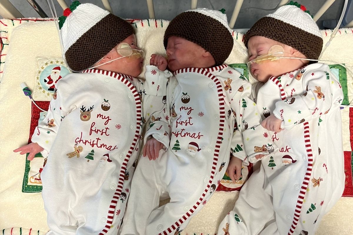triplets, IVF, first christmas