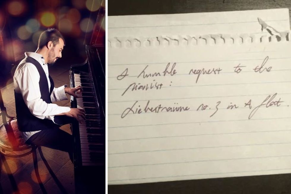 Pianist shares the surprise note he received from his neighbor with a very specific request