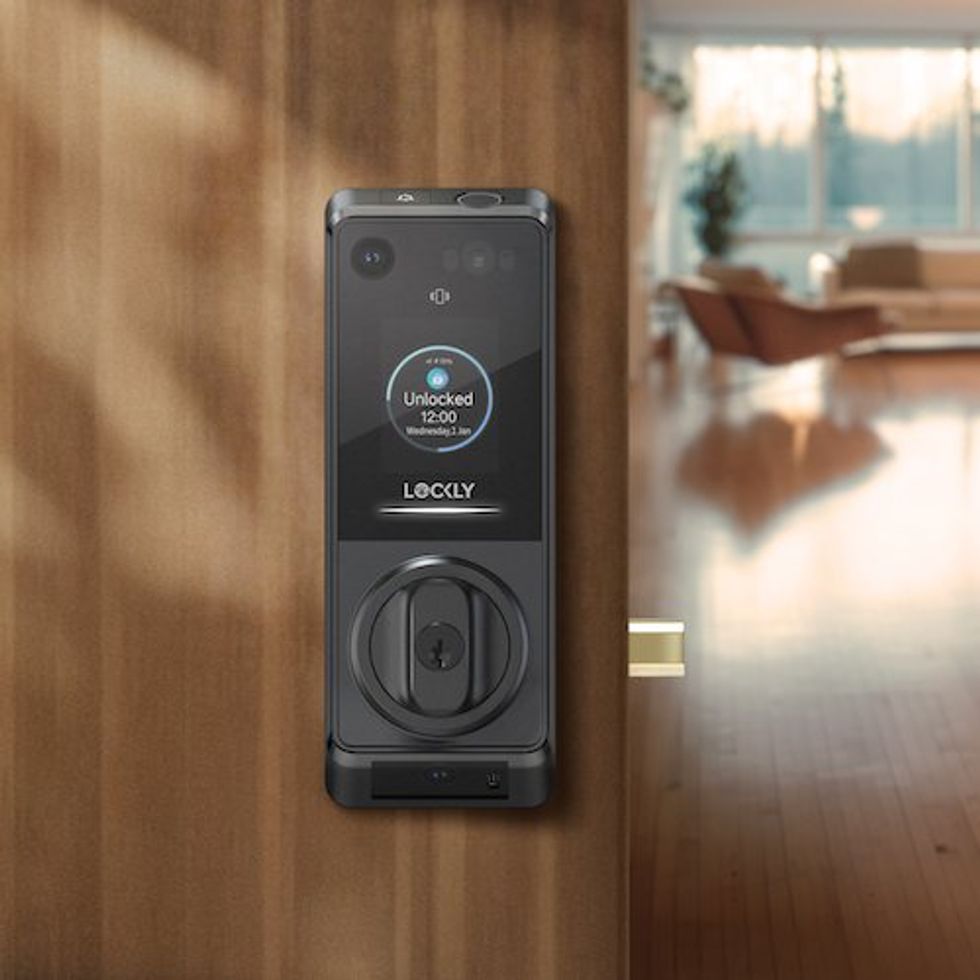 a photo of Lockly Vision Prestige Smart Lock on a door