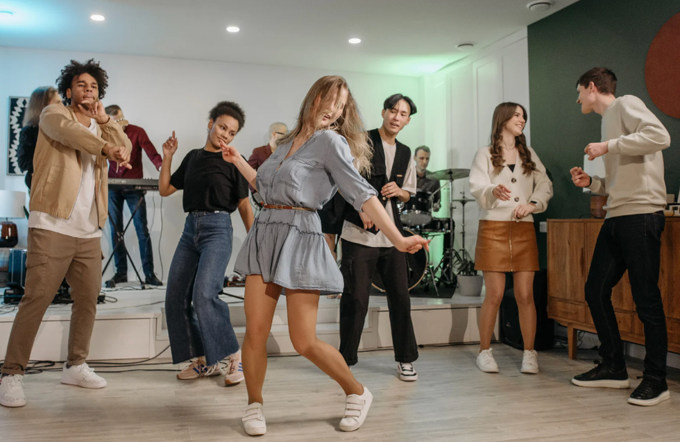 College students dancing