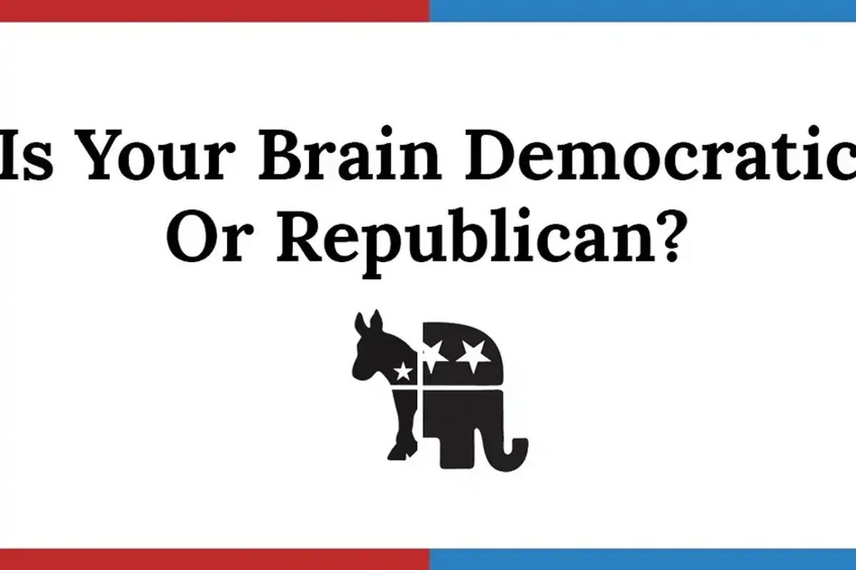 Democratic donkey and Republican elephant morphed together against white background