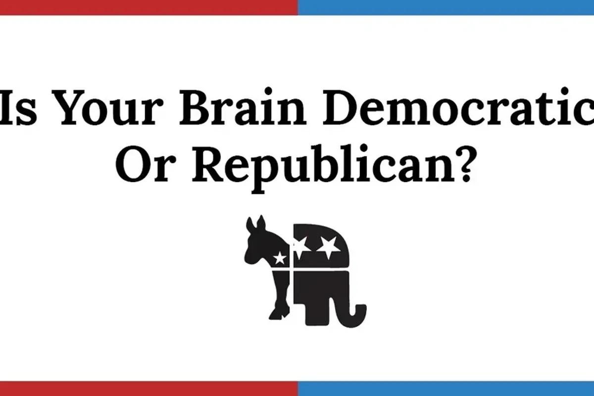 Democratic donkey and Republican elephant morphed together against white background