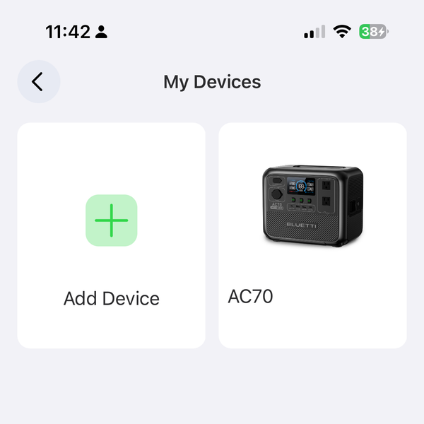 screenshot of Bluetti App showing my Devices