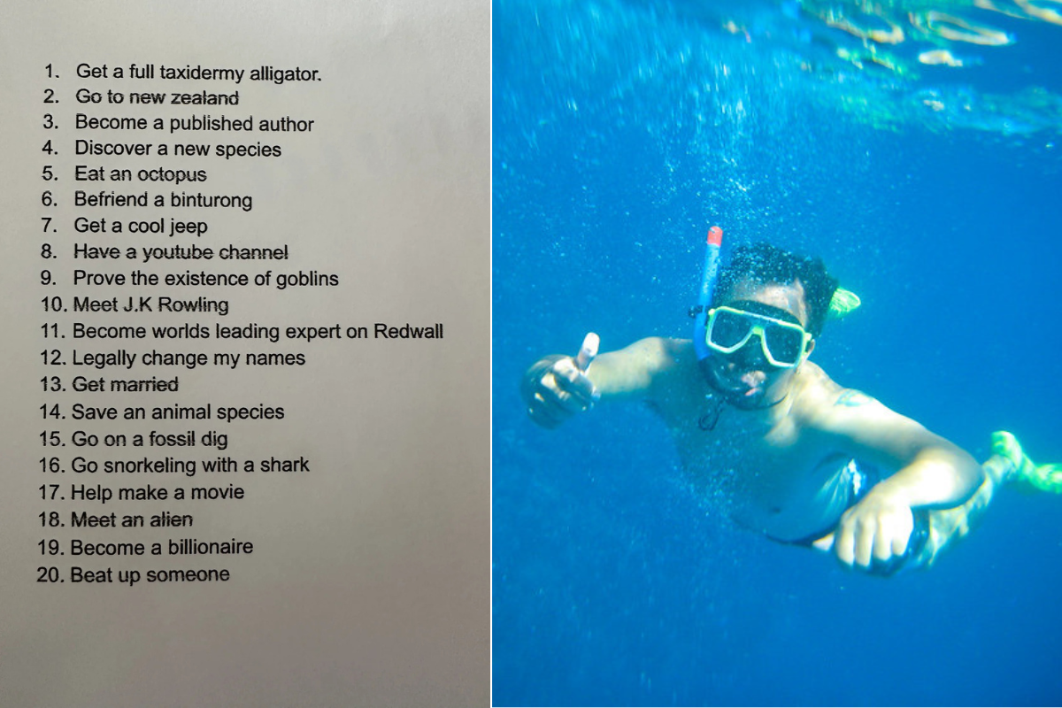 13-year-old's bucket list is the perfect blueprint for an adventurous life