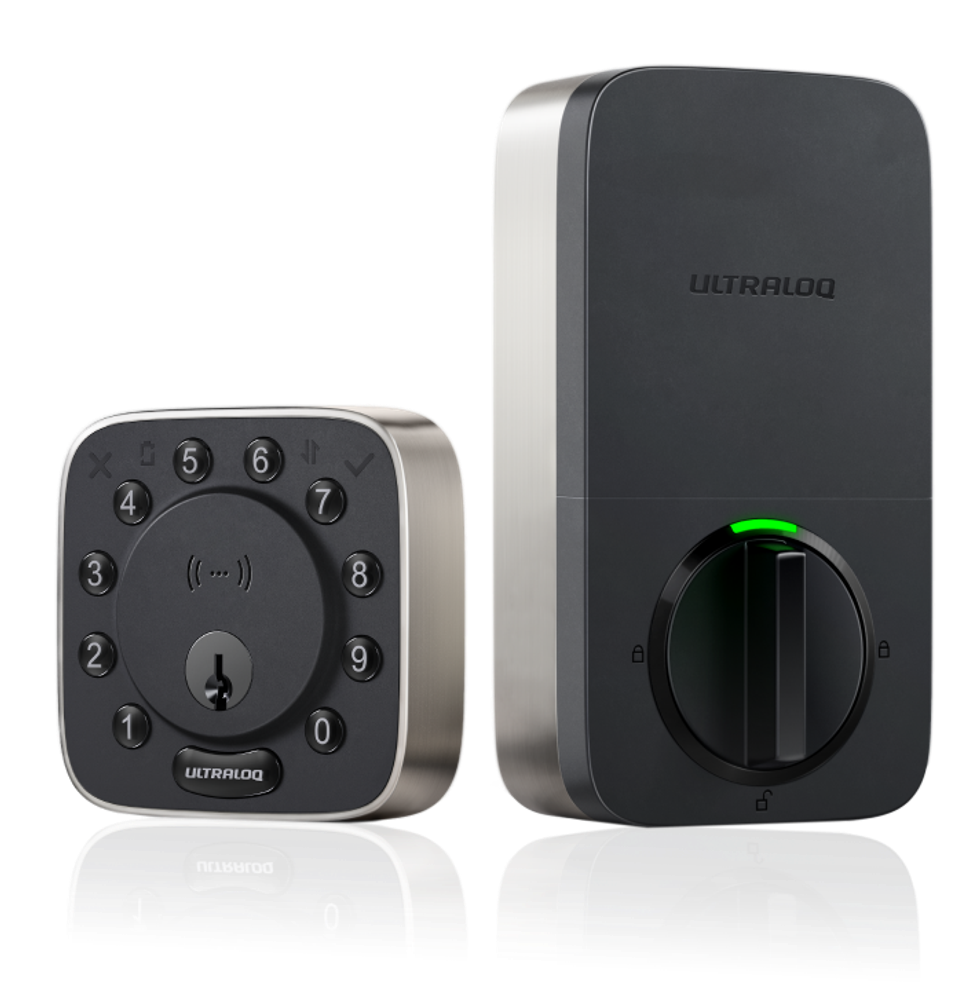 a product shot of ULTRALOQ Bolt Mission smart lock