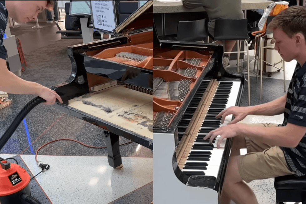 Piano doctor completely revives dilapidated Chicago airport piano during his 8 hour layover