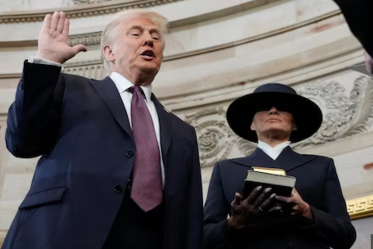 'Saved By God' -- But Trump Doesn't Touch Bible As He Takes Oath