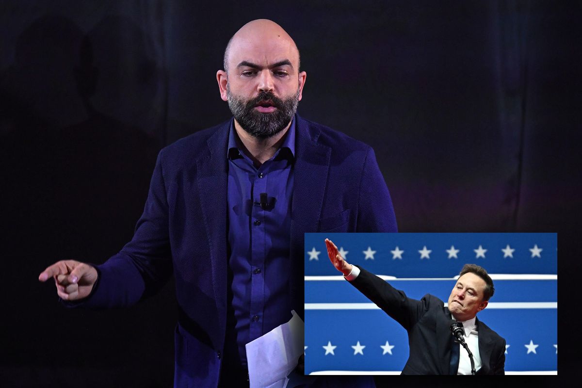 «Saluto romano», Saviano sbrocca su Musk