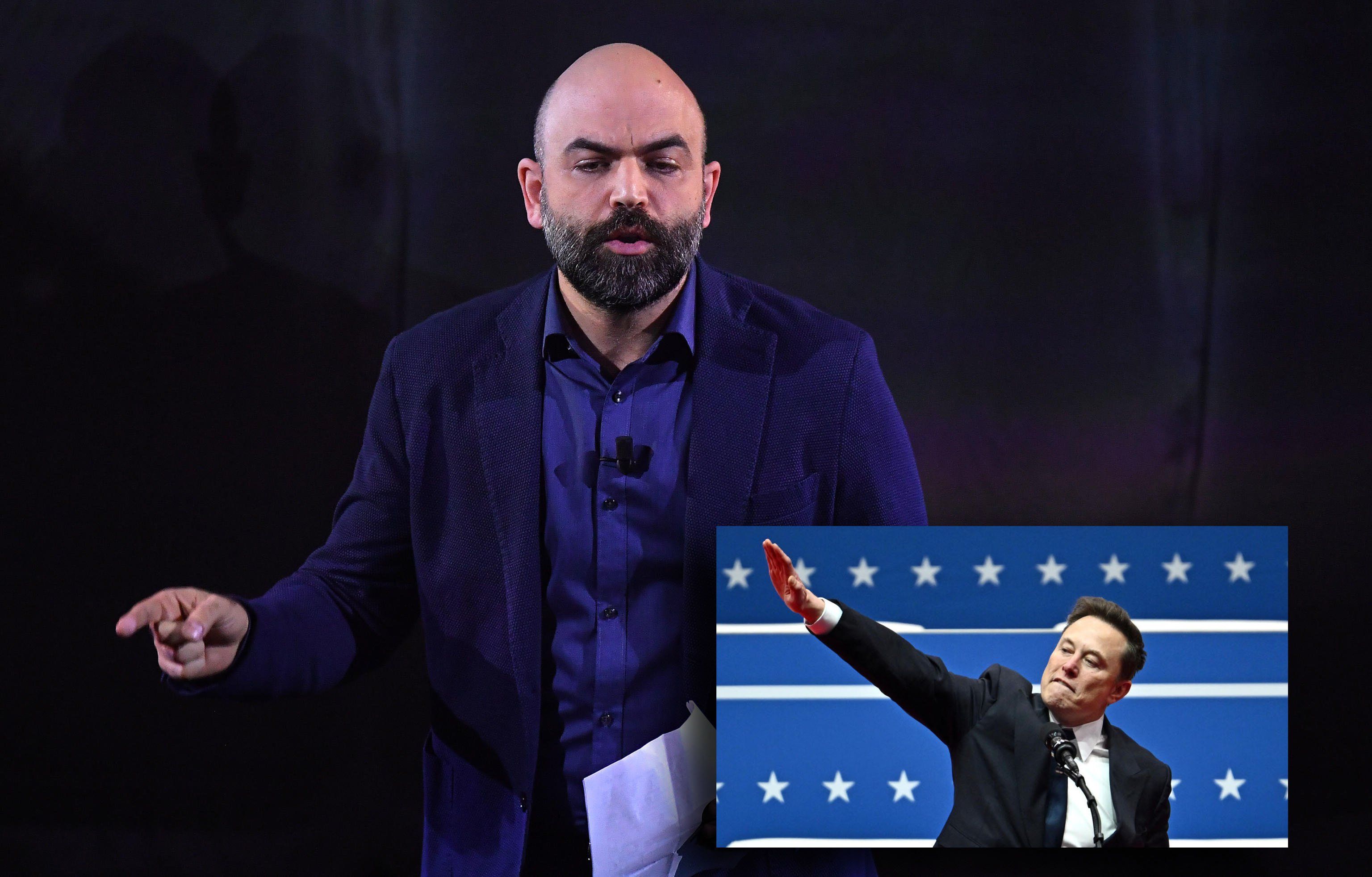 «Saluto romano», Saviano sbrocca su Musk
