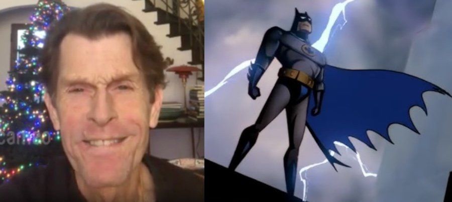 Kevin Conroy next to an image of Batman