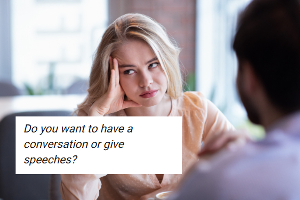 talk too much, social skills, bored woman