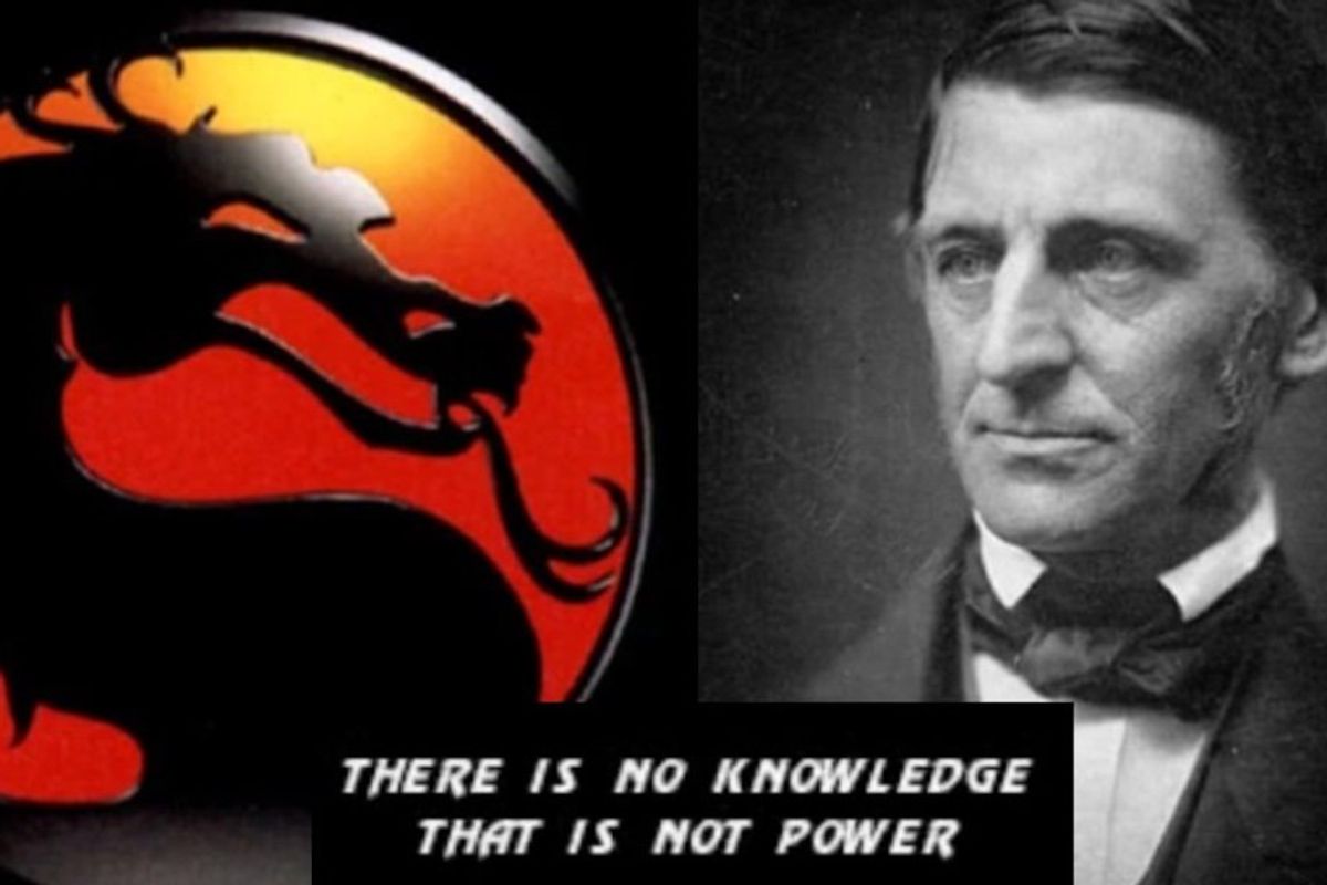 Mortal Kombat logo with picture of Ralph Waldo Emerson