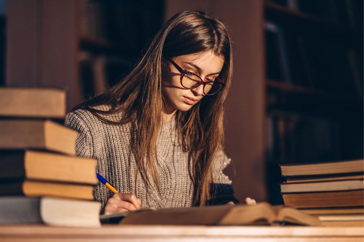 woman studying