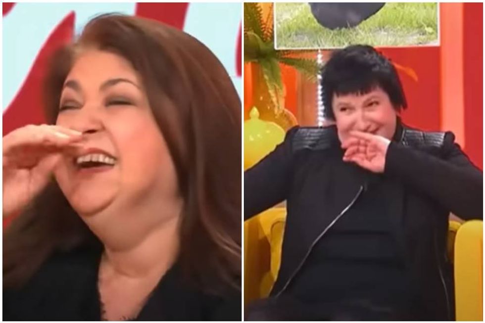 People with unusual laughs were put together on a TV talk show and hilarious chaos erupted