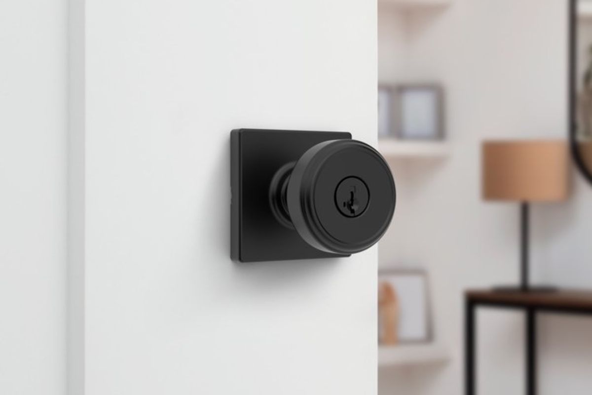 a photo of Kwikset Maven Door Knob on a door