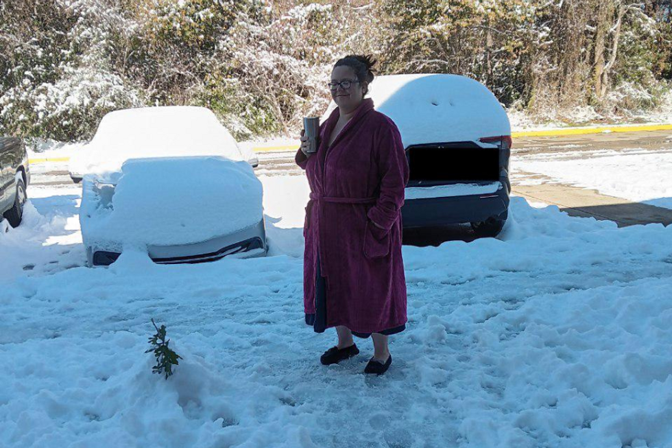 Woman who is quickly going blind made a bucket list of things to see. Snowfall left her in tears.