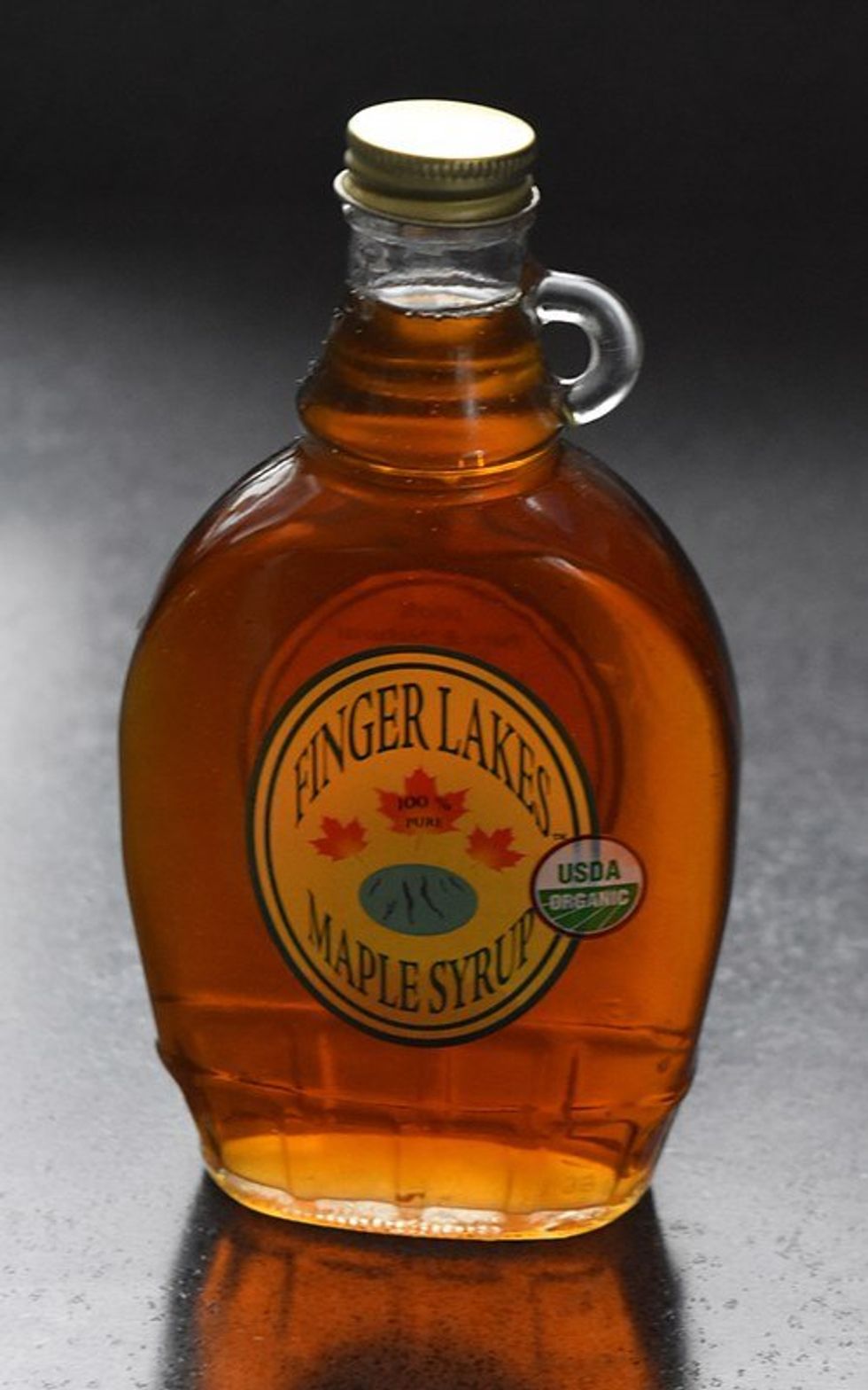 Close up of bottle of syrup