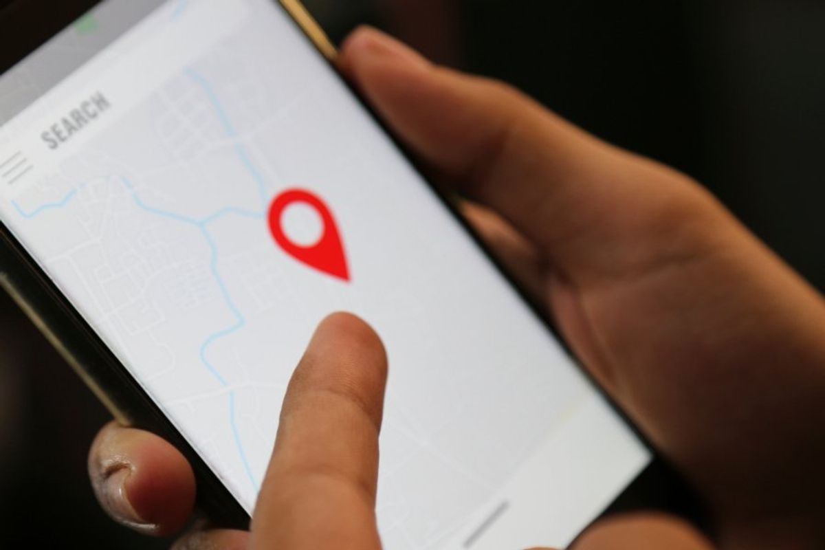 location pin on a smartphone