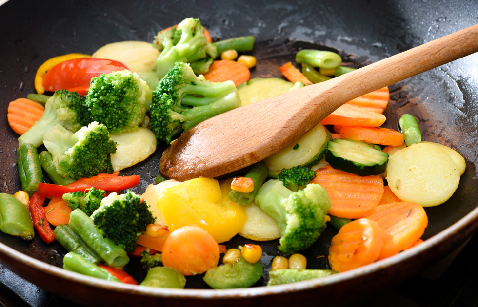 Stir frying veggies