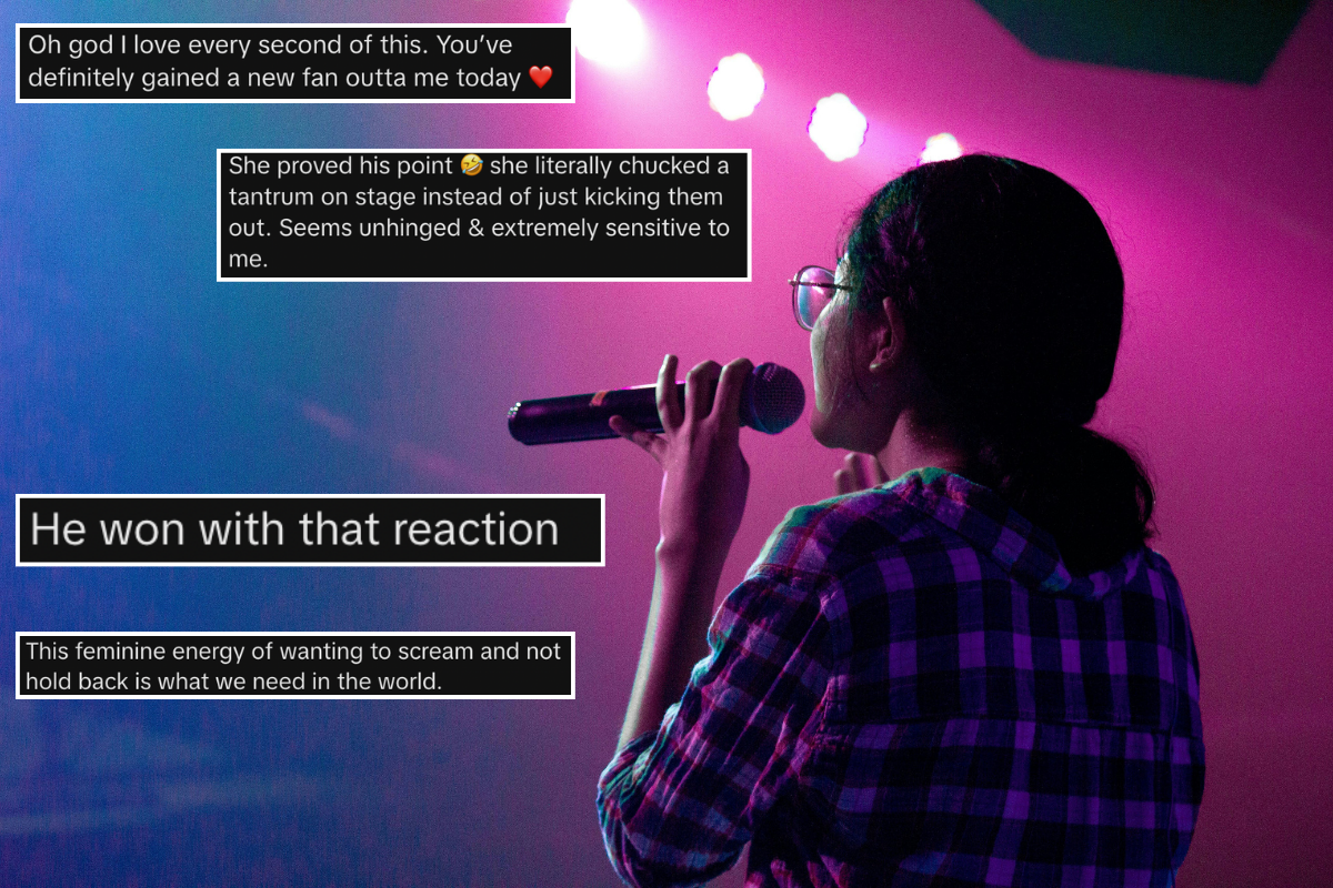 A comedian sparked a fierce debate when she exploded with rage at a male heckler