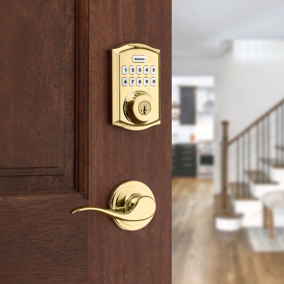 a photo of Kwikset Homeconnect 618 smart lock on a door