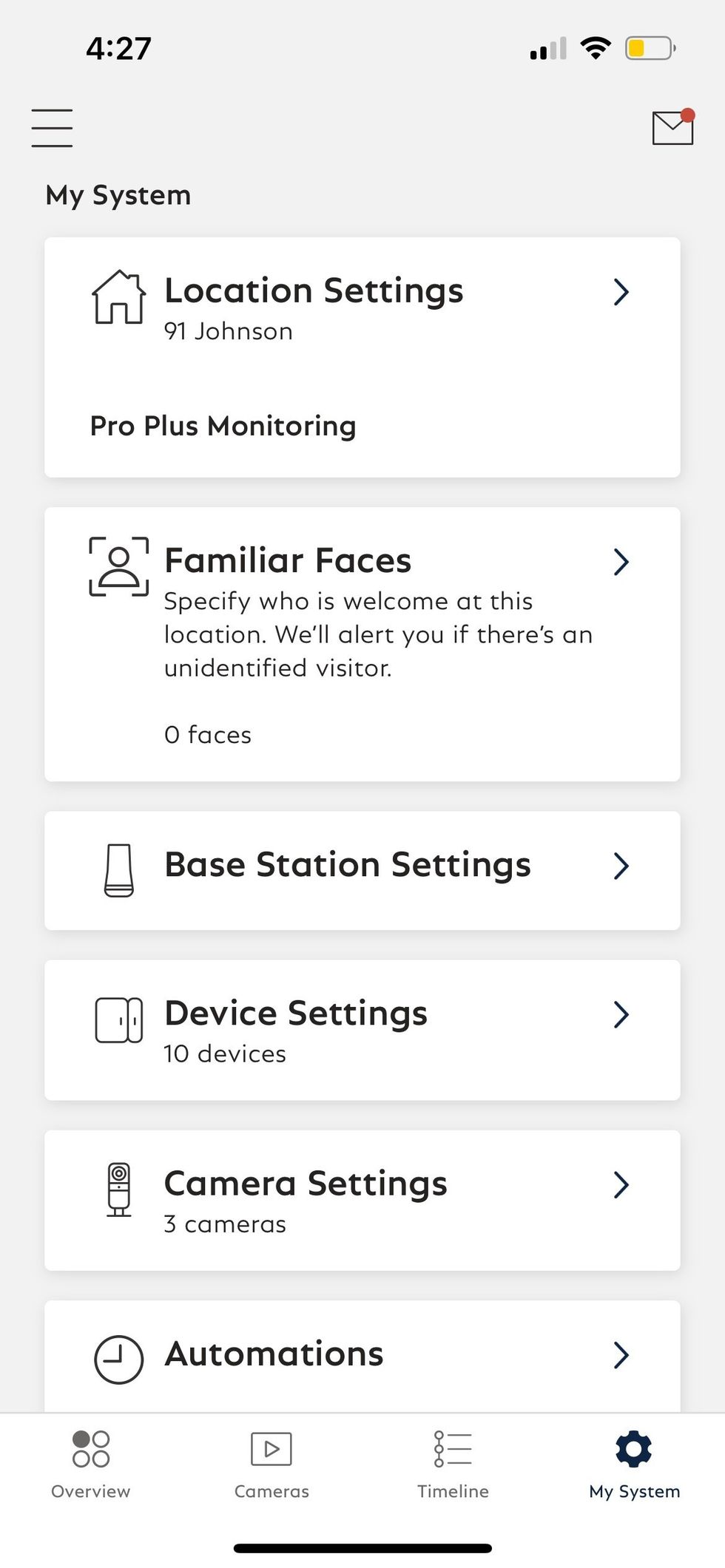 a screenshot of SimpliSafe app