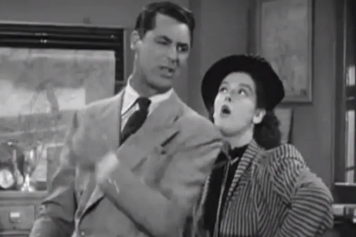 Cary Grant and Rosalind Russell in His Girl Friday (1940)