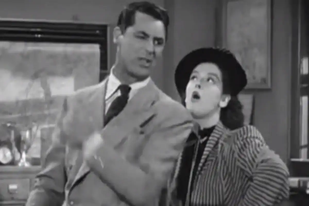 Cary Grant and Rosalind Russell in His Girl Friday (1940)