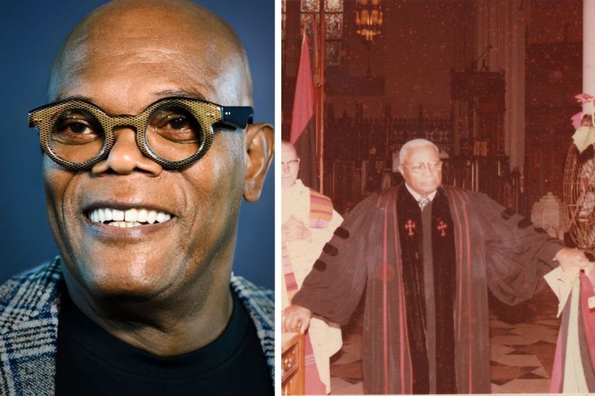 actor Samuel L. Jackson; MLK Sr. preaching a sermon