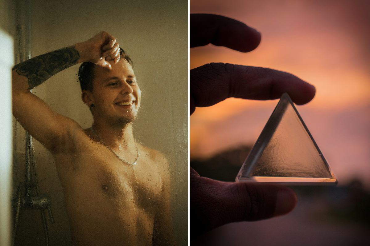 Husband demonstrates 'Triangle' showering technique to his wife and guys, we need to talk