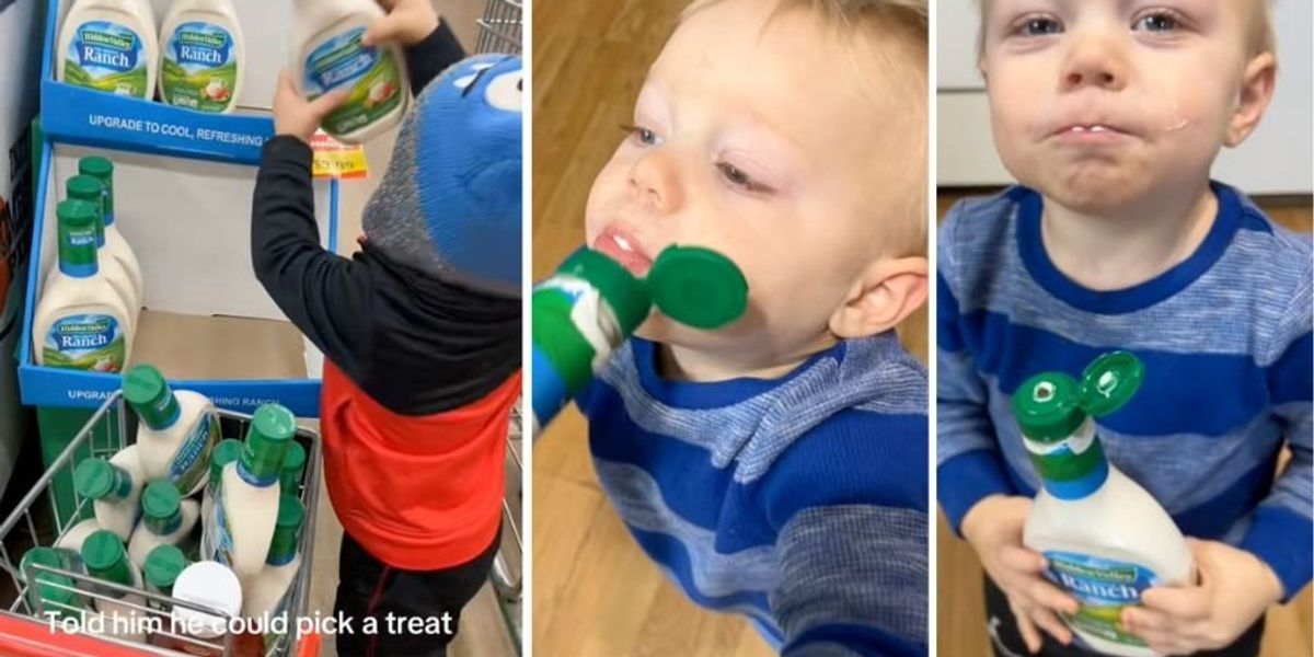 Mom lets her ranch-loving toddler get a ‘treat’ while grocery shopping, and he goes wild