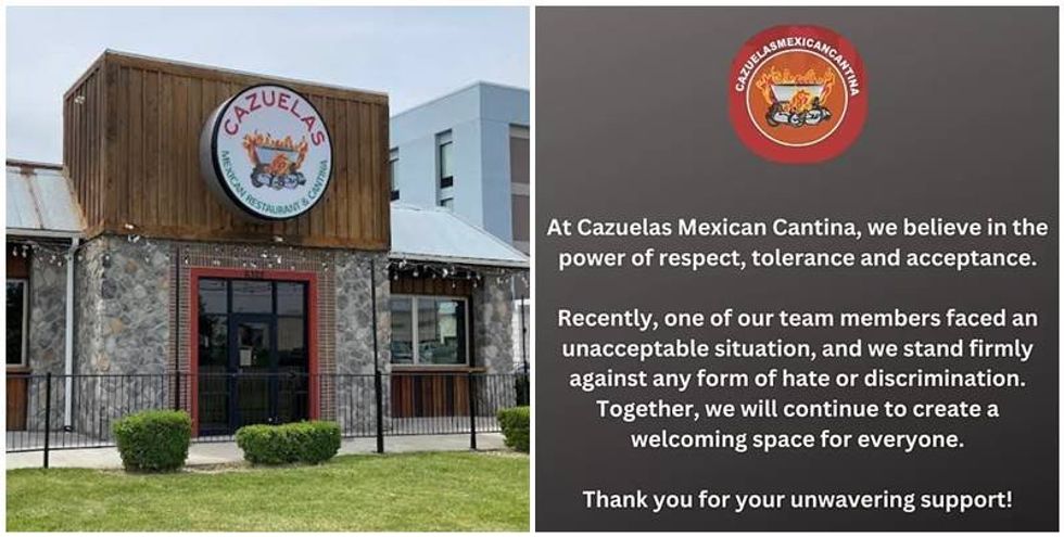 Cazuelas Mexican Cantina; a statement from the restaurant