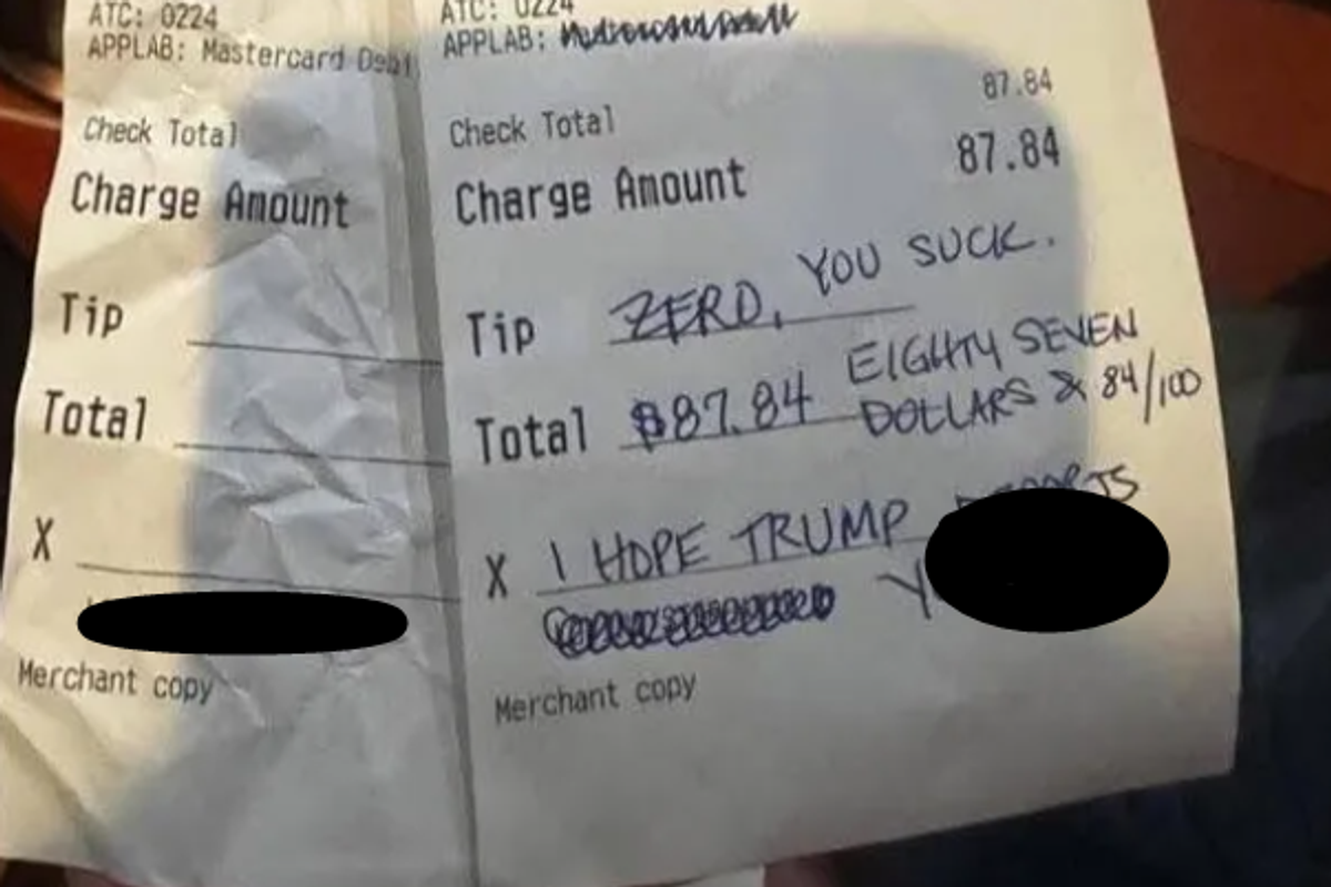 receipt with a rude message