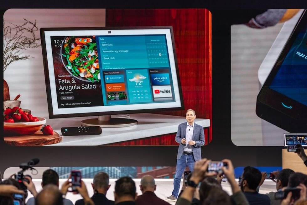 a photo of Amazon CEO introducing Alexa+ at NYC press event