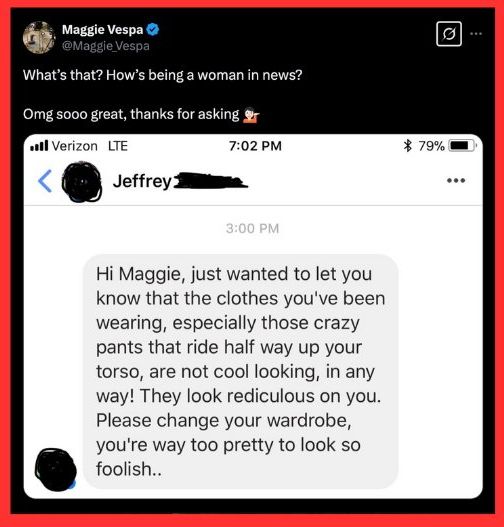 Maggie Vespa, Portland, NBC, Chicago, sexism, twitter, X