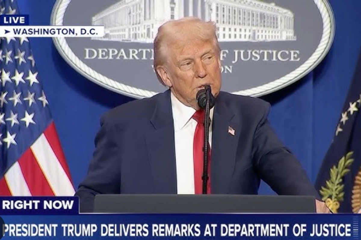 At Justice Department, Trump Calls CNN And MSNBC 'Illegal'