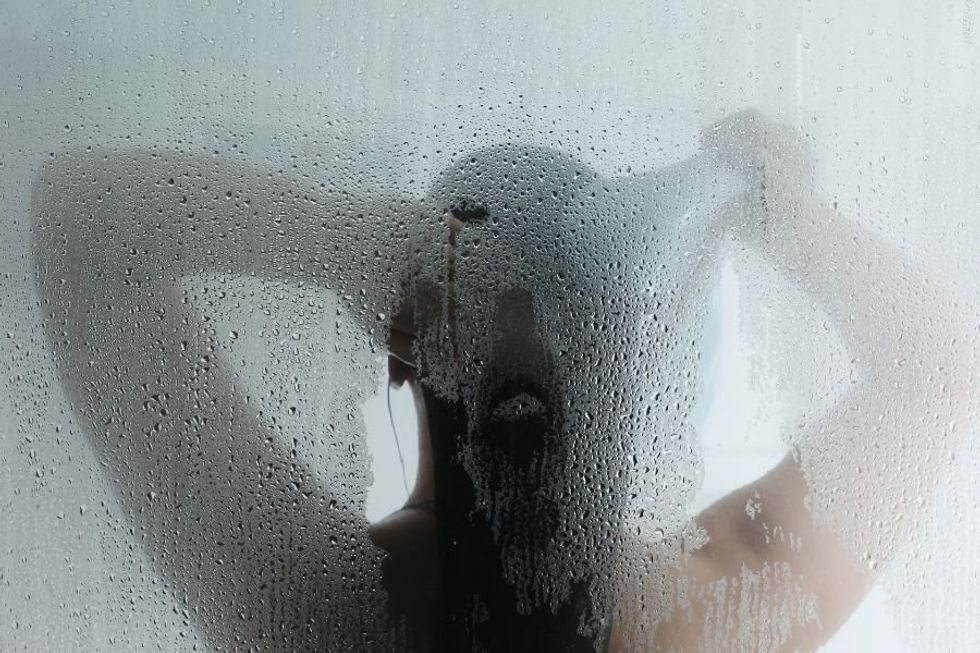 woman in shower, moms, motherhood, childcare, family life