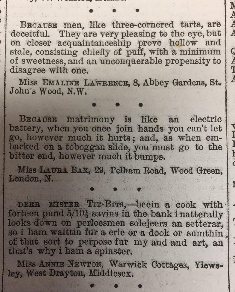 women respond, magazine, prize, marriage, spinsters, victorian women,