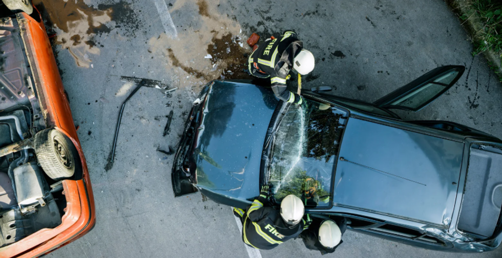 car wreck,  cra crash, deadly crash, firemen, jaws of life, broken windshield